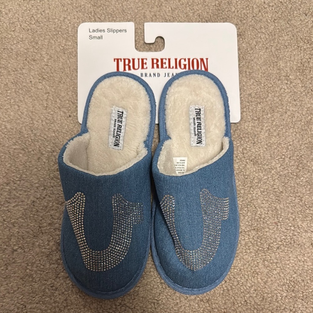 True Religion Blue Ladies Slippers